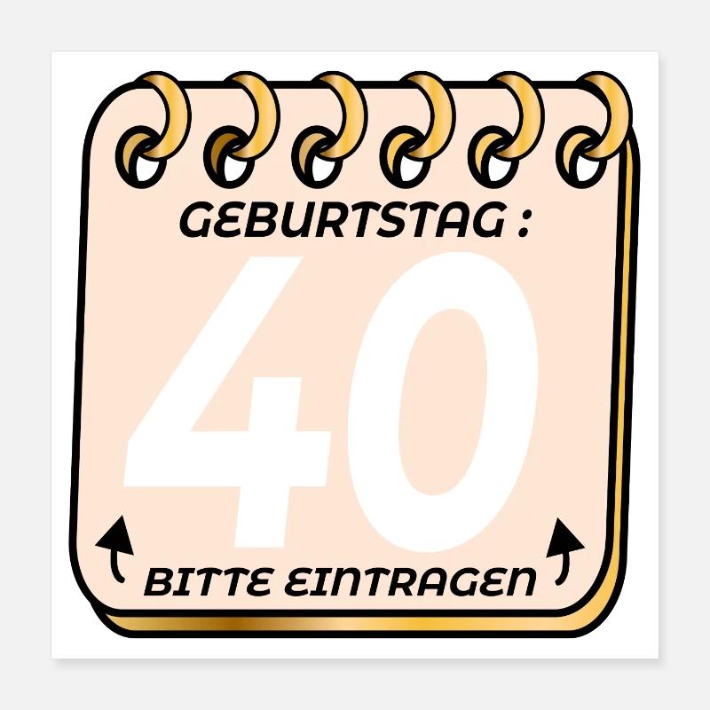 40. Geburtstag - Geburtstagsliste VIERZIG Poster 40x40 cm