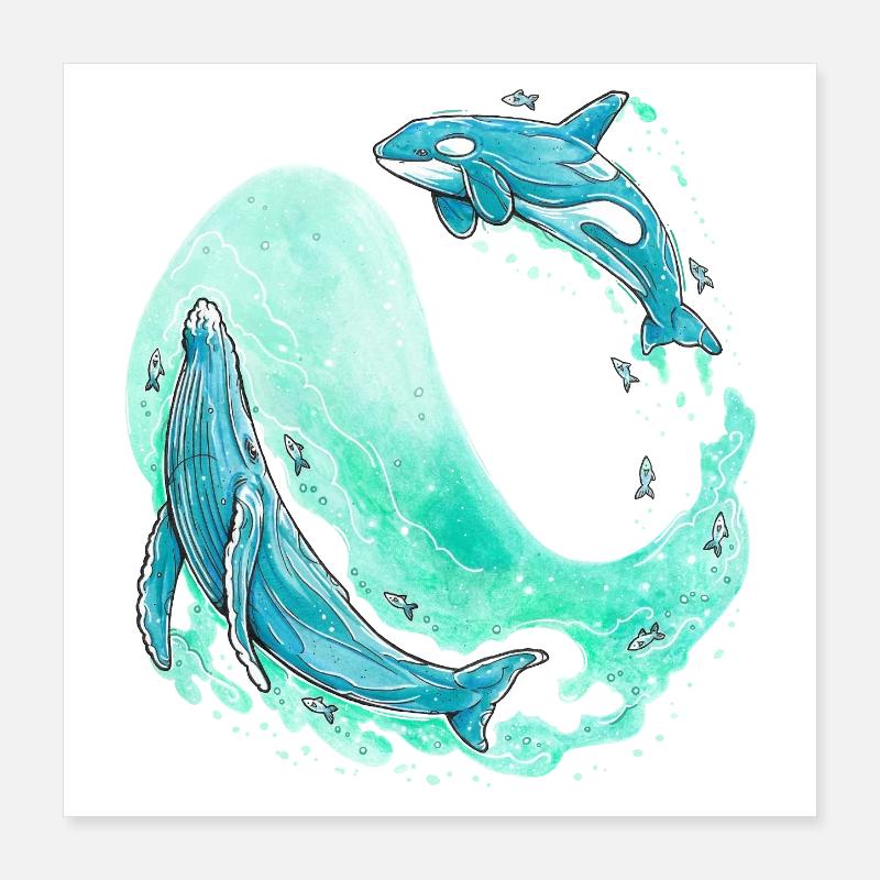 Whale Wave Poster 16" x 16" (40x40 cm)
