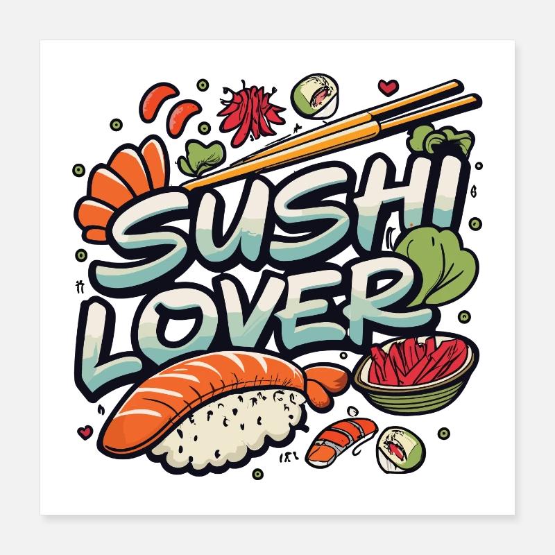 Amateur de sushis Poster 40 x 40 cm