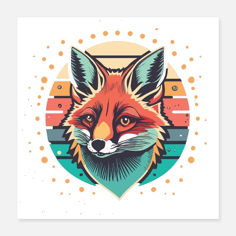 Foxy Coucher de soleil rétro Poster 40 x 40 cm