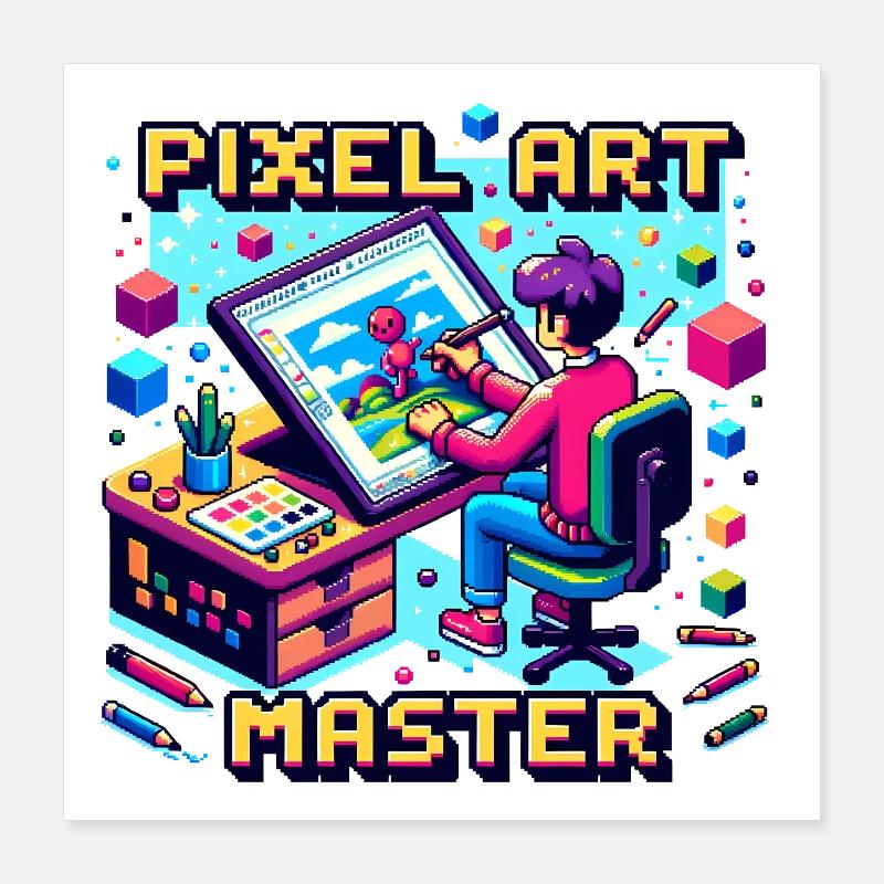 Maître du pixel art Poster 40 x 40 cm