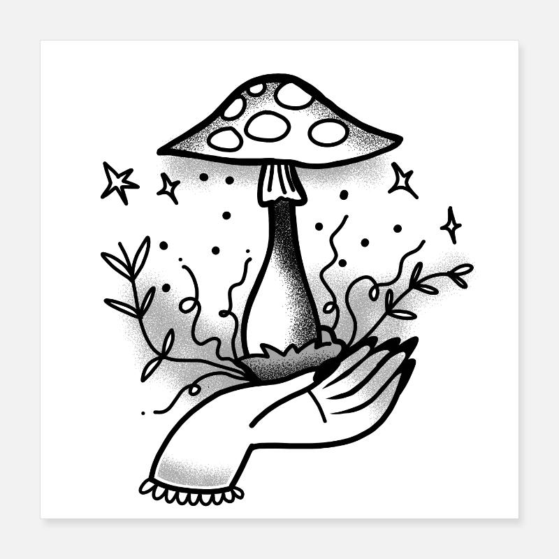 Witchcore wican Cultiver un champignon à la main Poster 40 x 40 cm
