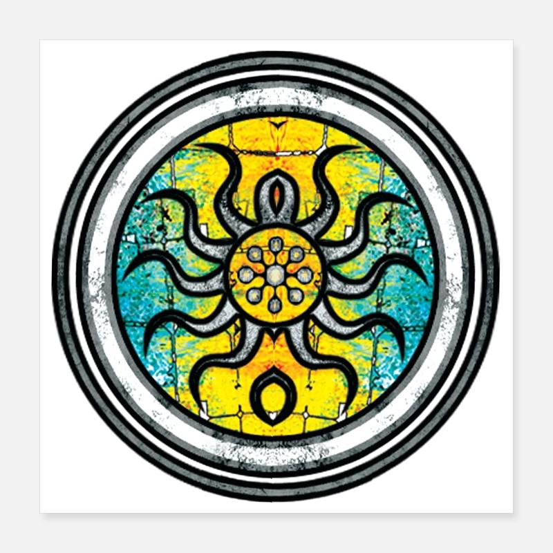 Pieuvre abstraite avec motif de mandala Poster 40 x 40 cm