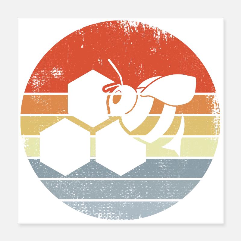 Honey Bee Drawing Poster 16" x 16" (40x40 cm)