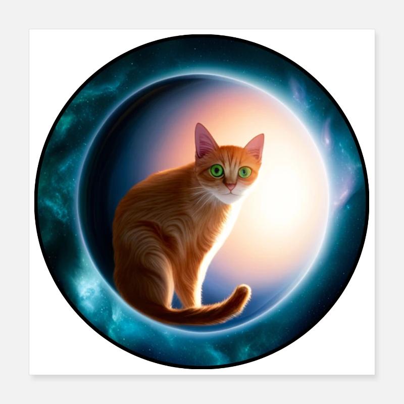 Katzen im kosmischen Orbit Poster 40x40 cm