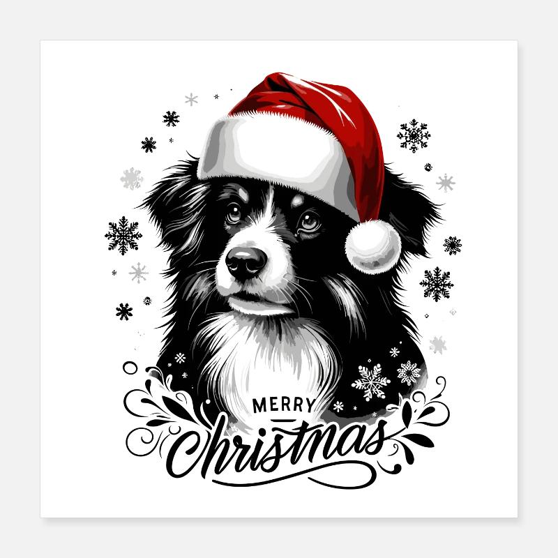 Border Collie Christmas - Affectionate Gift Poster 16" x 16" (40x40 cm)