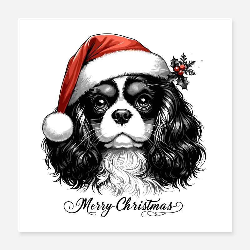 Cavalier Noël - Cadeau Canin Poster 40 x 40 cm