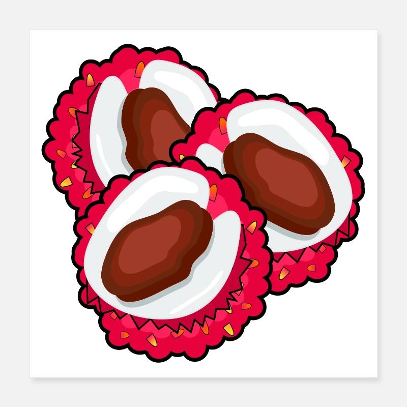 LYCHEE LITSCHI FRÜCHTE - OBST ESSEN Poster 40x40 cm