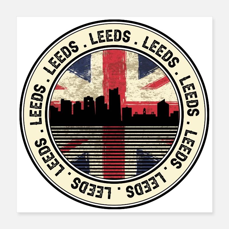 Leeds Skyline Gewerkschaftsabzeichen Poster 40x40 cm