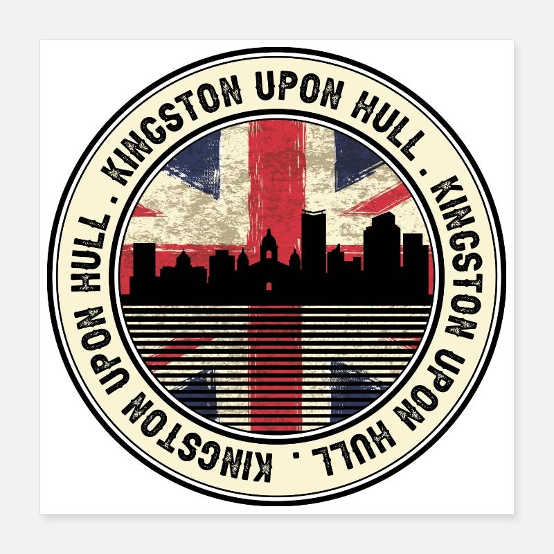 Médaillon Union Jack de la Skyline de Hull Poster 40 x 40 cm