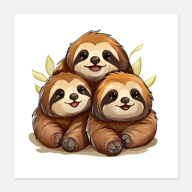 Sloth Squad Poster 16" x 16" (40x40 cm)