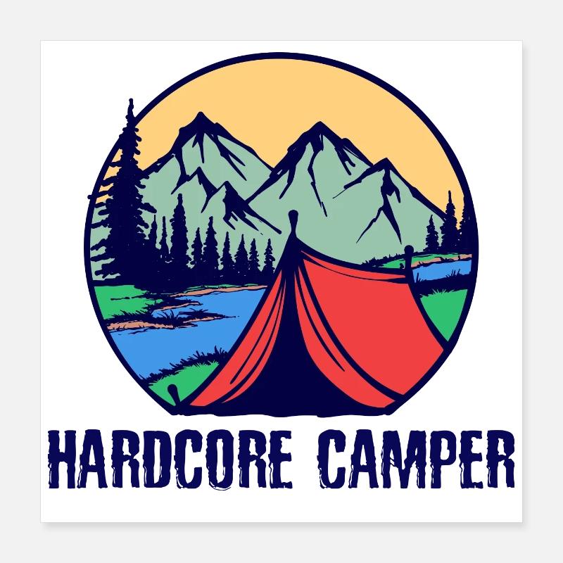 Tentes Déclaration Camping Camper Montagnes Nature Poster 40 x 40 cm