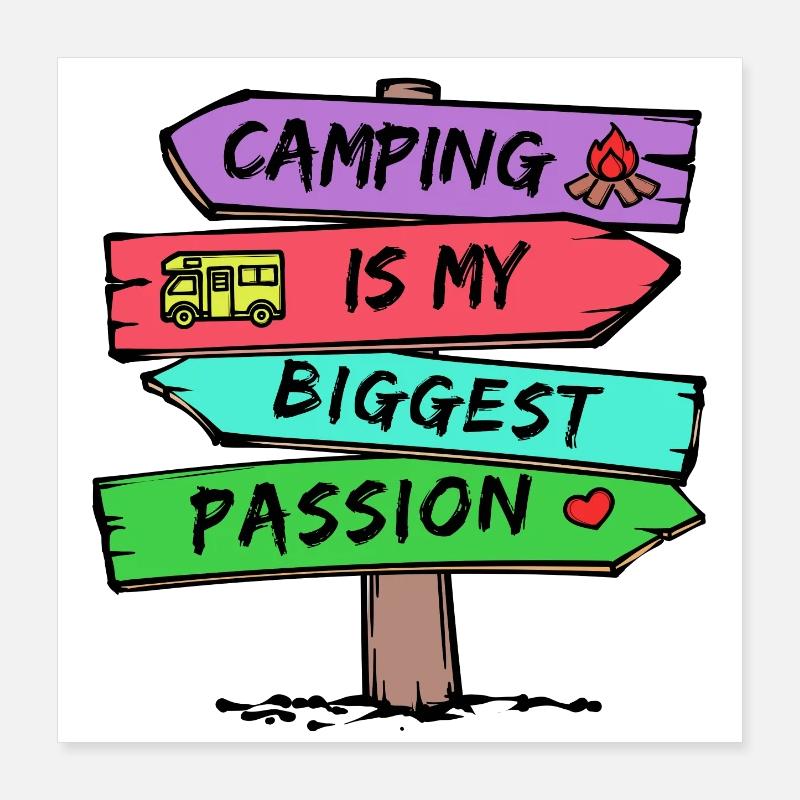 Déclaration de camping Caravane Camper Vacances Randonneurs Poster 40 x 40 cm