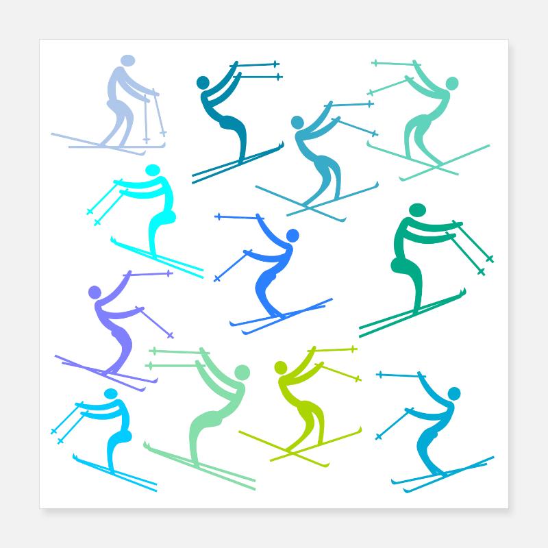 BEGINNERS SKIING SKI SLOPES Poster 16" x 16" (40x40 cm)