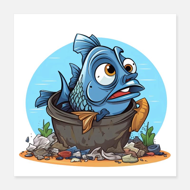 Desperate Fish Pollution Shirt Poster 16" x 16" (40x40 cm)