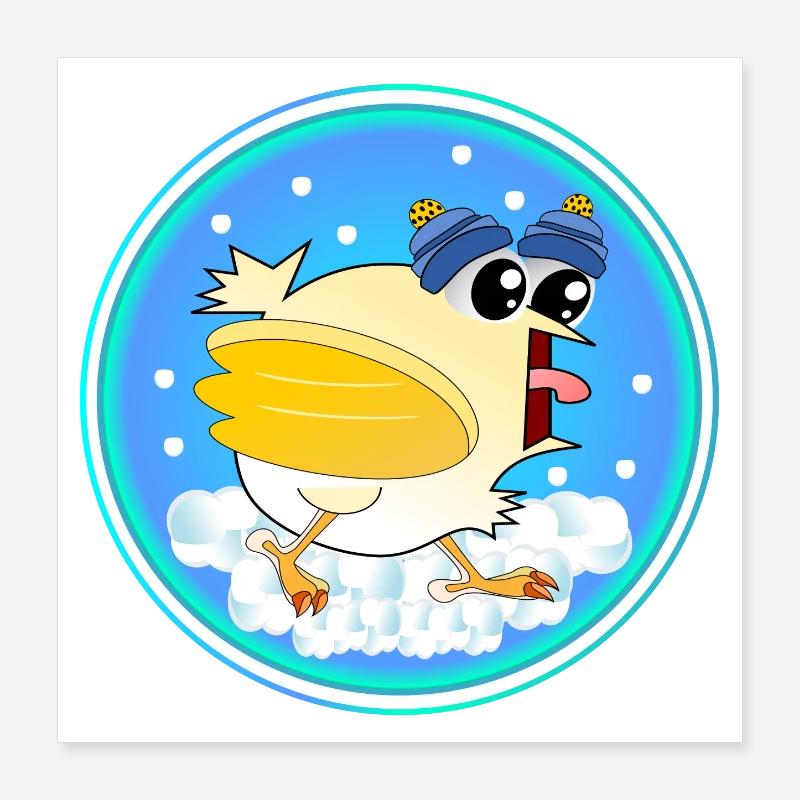 Schnee Winter Hühner Poster 40x40 cm