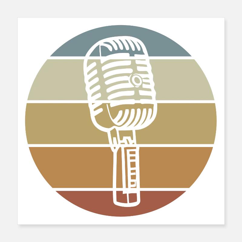 Retro Microphone Poster 40x40 cm