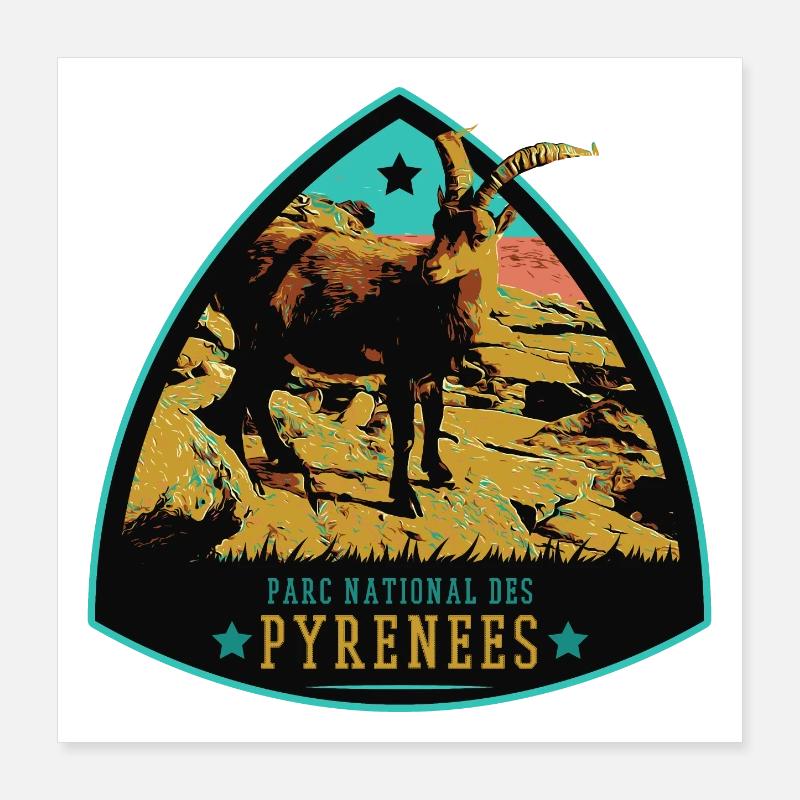 Écusson Bouquetin, Parc Pyrénées : Faune Protégée Poster 40 x 40 cm