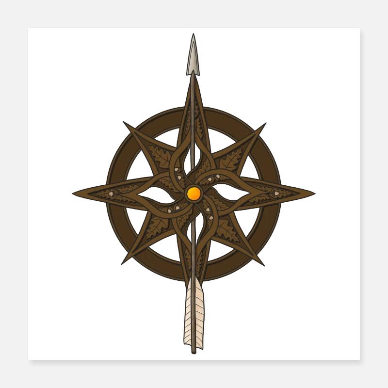 Fantasy Kompassrose Poster 40x40 cm