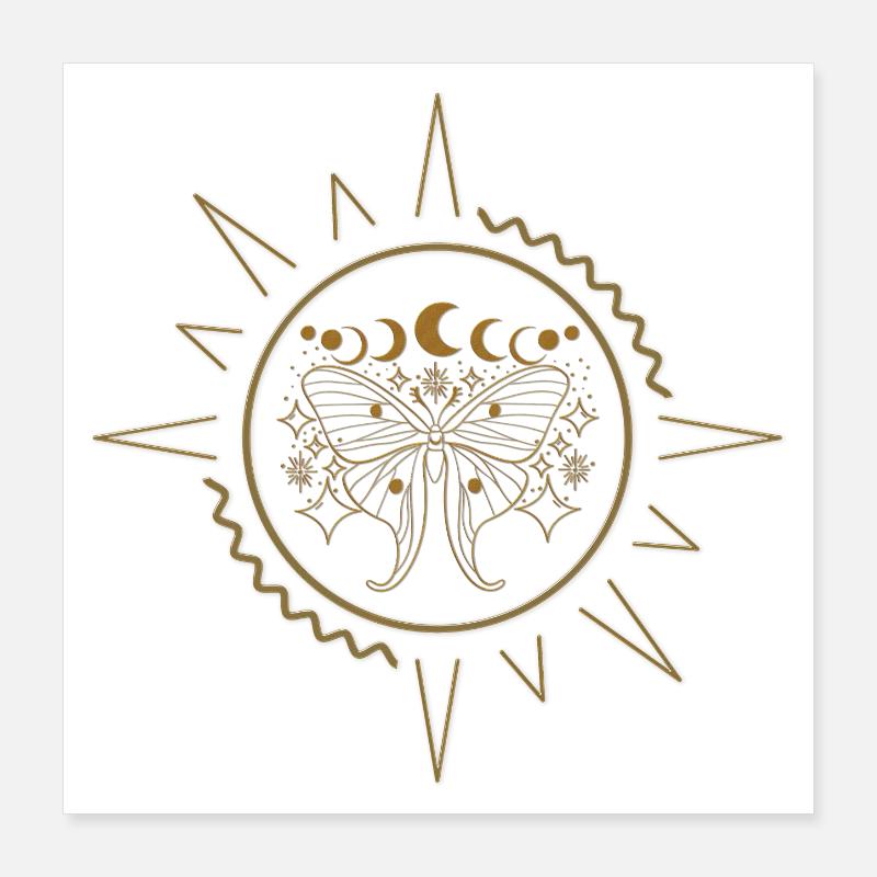 Papillons élégants en filigrane doré. Poster 40 x 40 cm