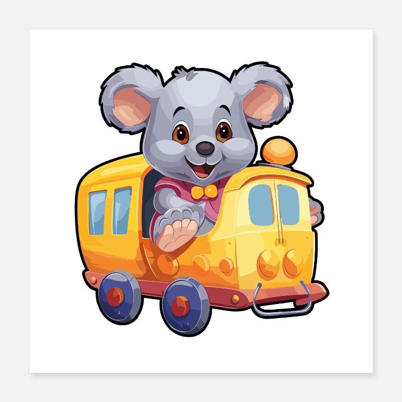Koala Koalabär Eisenbahn Koala Bär fährt Eisenbahn Poster 40x40 cm