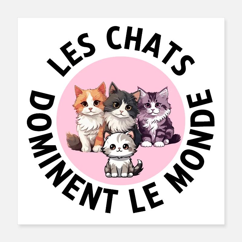 Les chats dominent le monde conspiration des chats Poster 40 x 40 cm