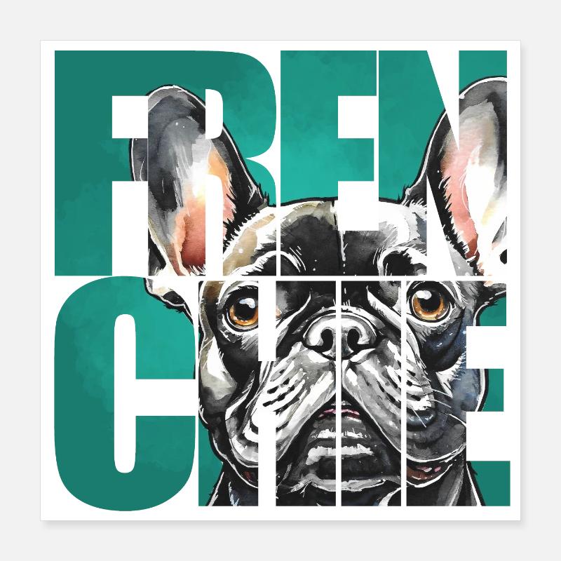 Portrait de bouledogue français Poster 40 x 40 cm