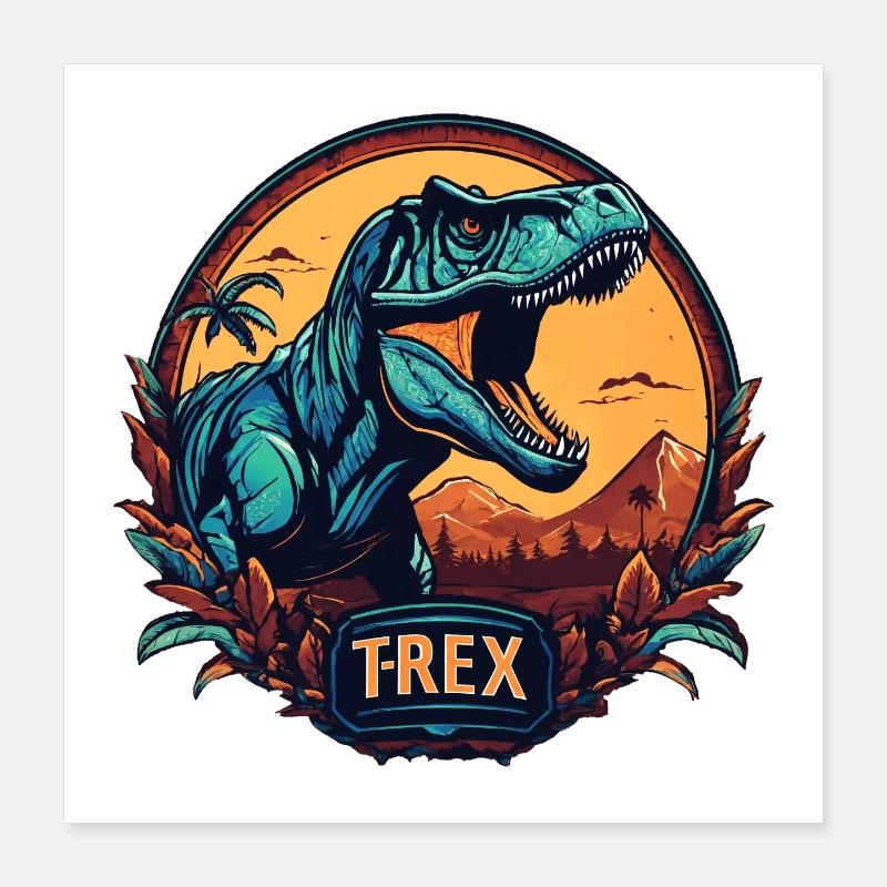 Dinosaur T-Rex logo Poster 16" x 16" (40x40 cm)