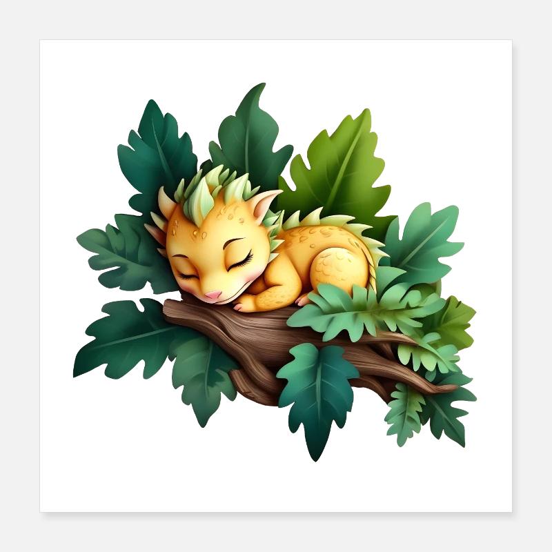 Dragon de bois endormi 2024 Poster 40 x 40 cm