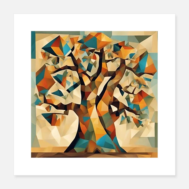 Arbre d’automne en géométrie Poster 40 x 40 cm