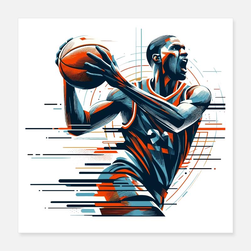 Basketball dynamisch Geschenk Poster 40x40 cm