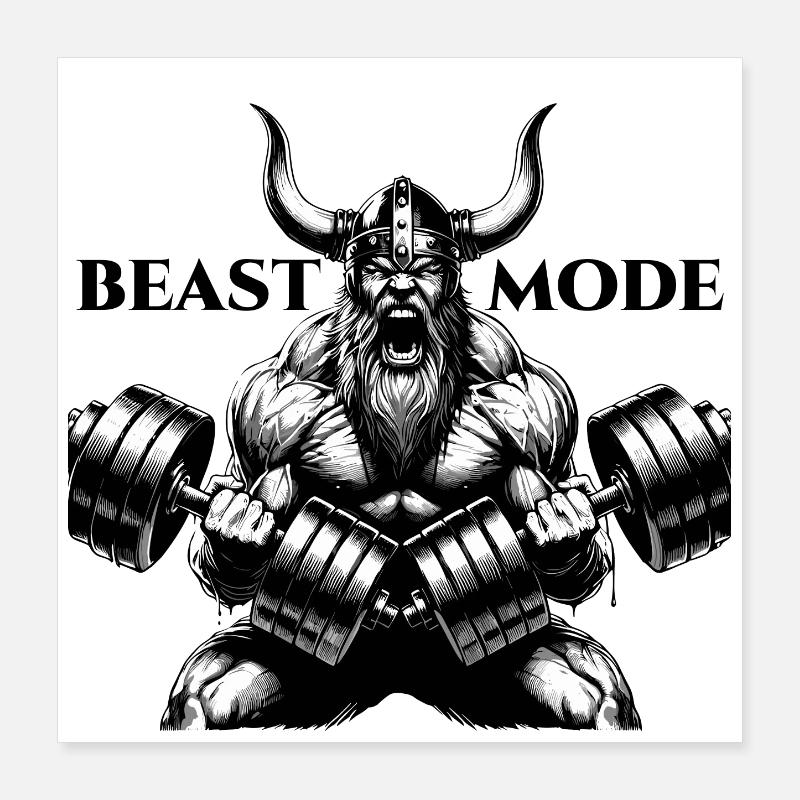 Viking Dumbbell Training Biceps Geschen Poster 16" x 16" (40x40 cm)
