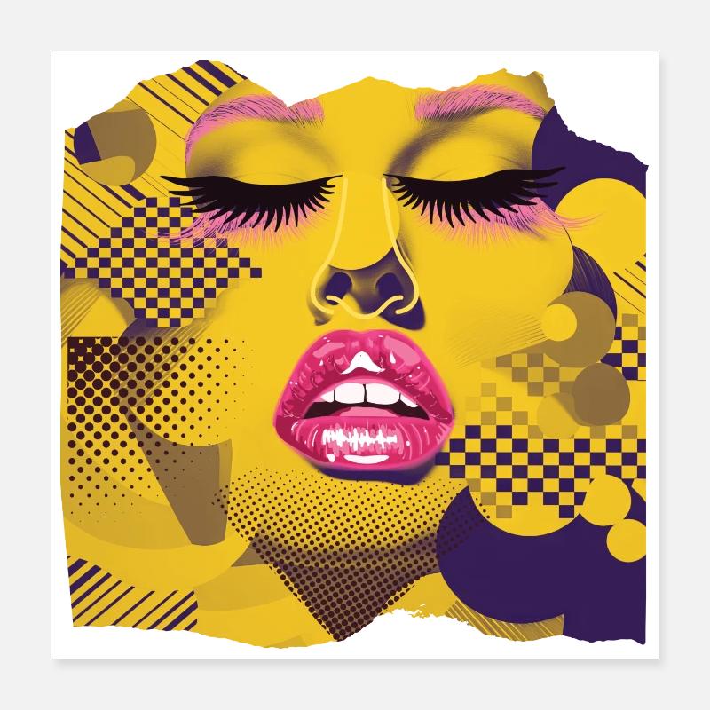 Pop Art Jaune et Rose Poster 40 x 40 cm