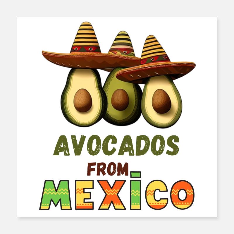 Avocado mit Mexiko Poster 40x40 cm