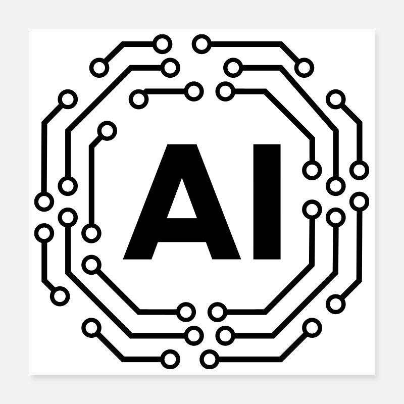 AI Icon Badge Logo Artificial Intelligence Logo Poster 40x40 cm