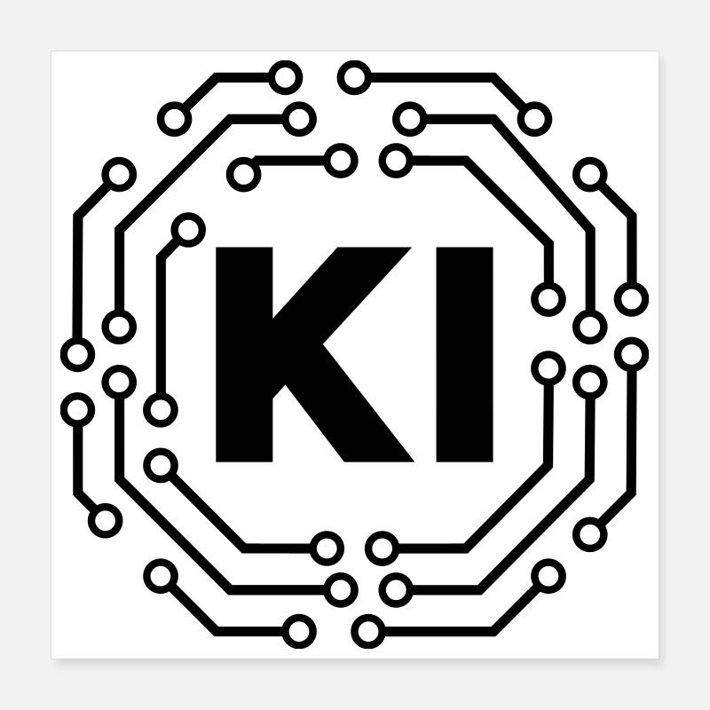 Künstliche Intelligenz Symbol Leiterbahnen Badge Poster 40x40 cm