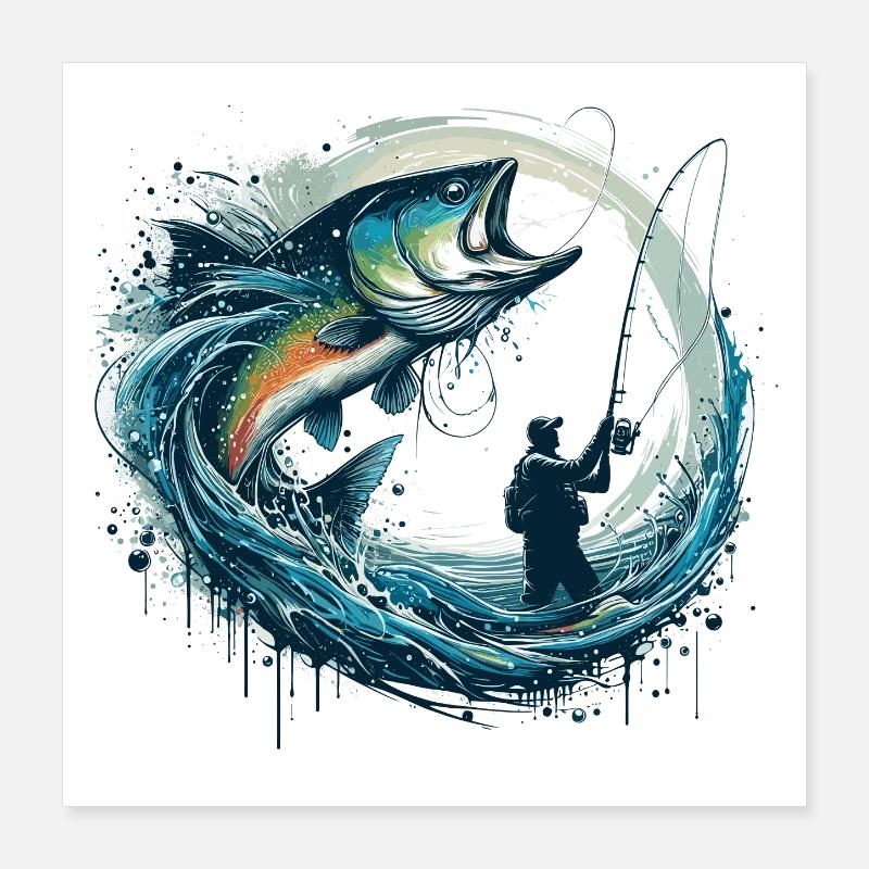 Cadeau dynamique de pêche Poster 40 x 40 cm