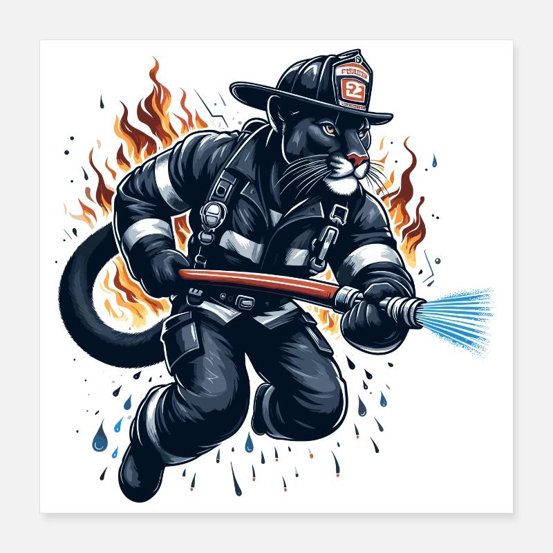 Fire Brigade Panther Jaguar Gift Poster 16" x 16" (40x40 cm)