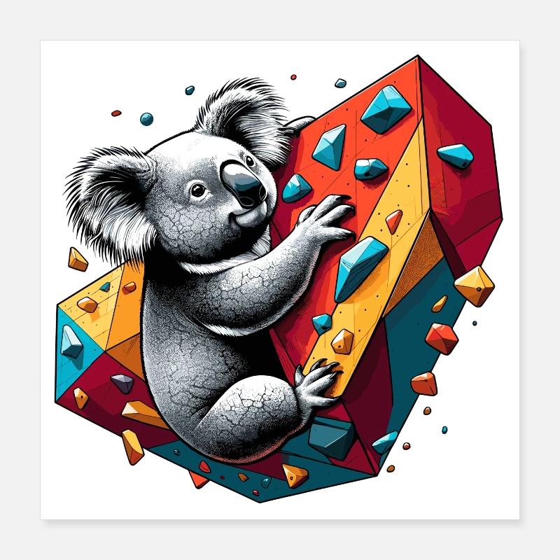Bouldering Koala cadeau Poster 40 x 40 cm