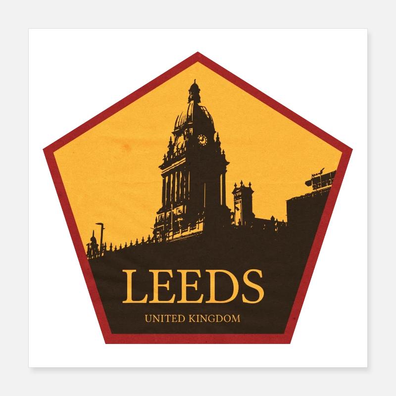 Leeds Uhrturm Silhouette Poster 40x40 cm