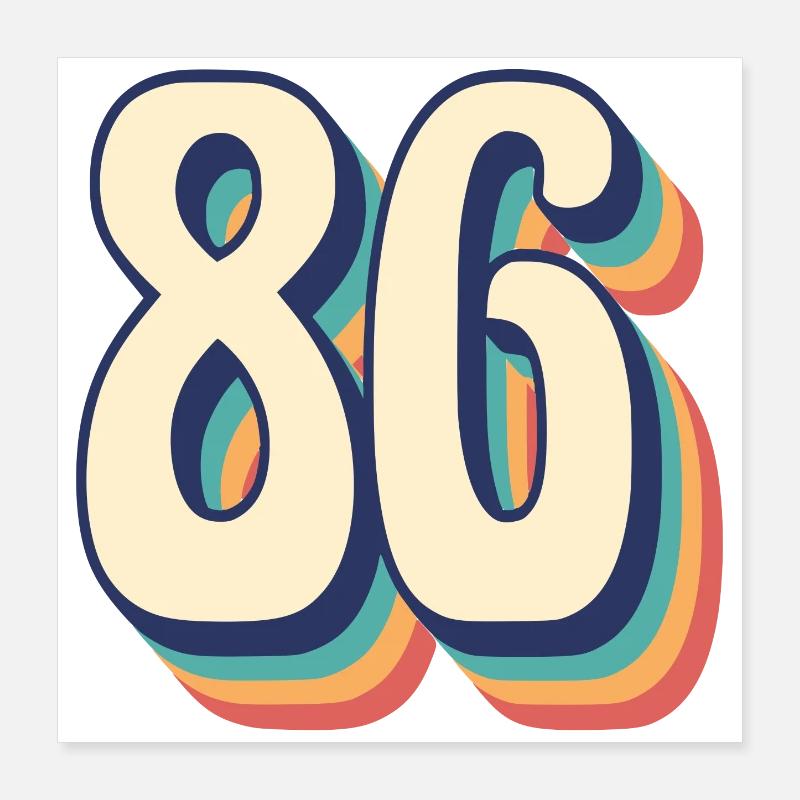 T-Shirt rétro Vintage numéro 86 Eighty Six Poster 40 x 40 cm