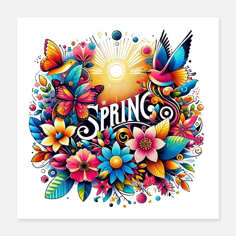 Printemps - Saison, Début du Printemps, Fleurs Poster 40 x 40 cm