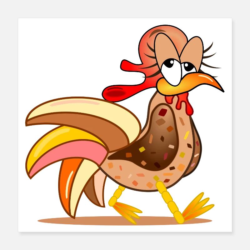 HÜHNERSTALL HÜHNER COMIC Poster 40x40 cm