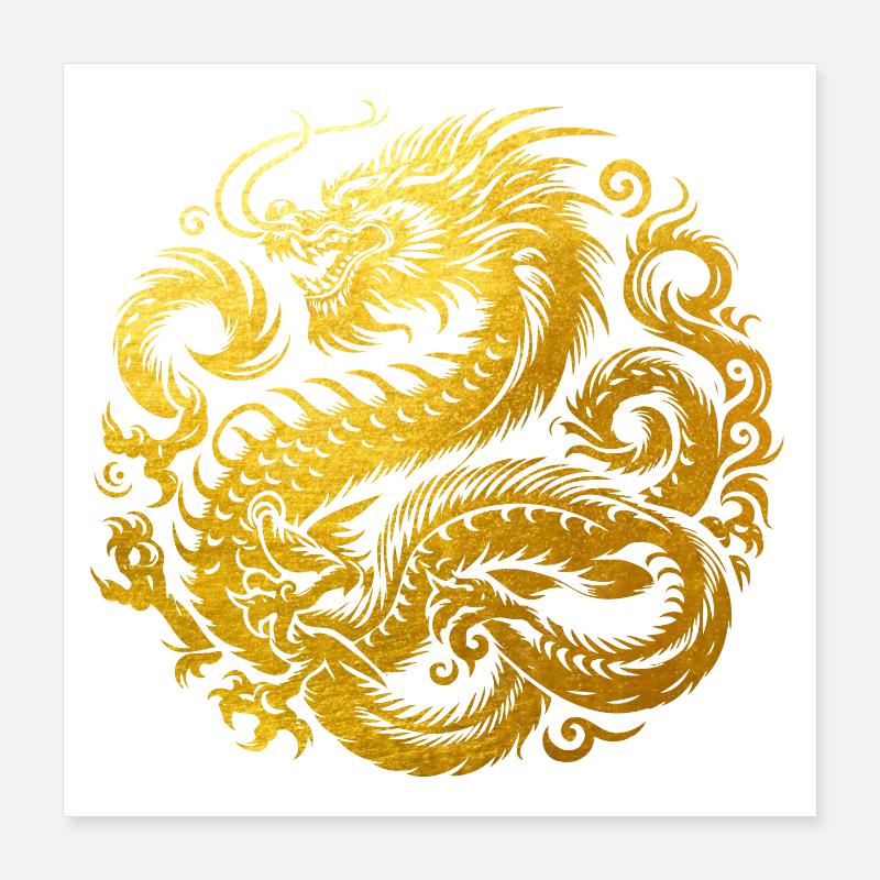 Chinesisches Drachen-Tattoo Poster 40x40 cm