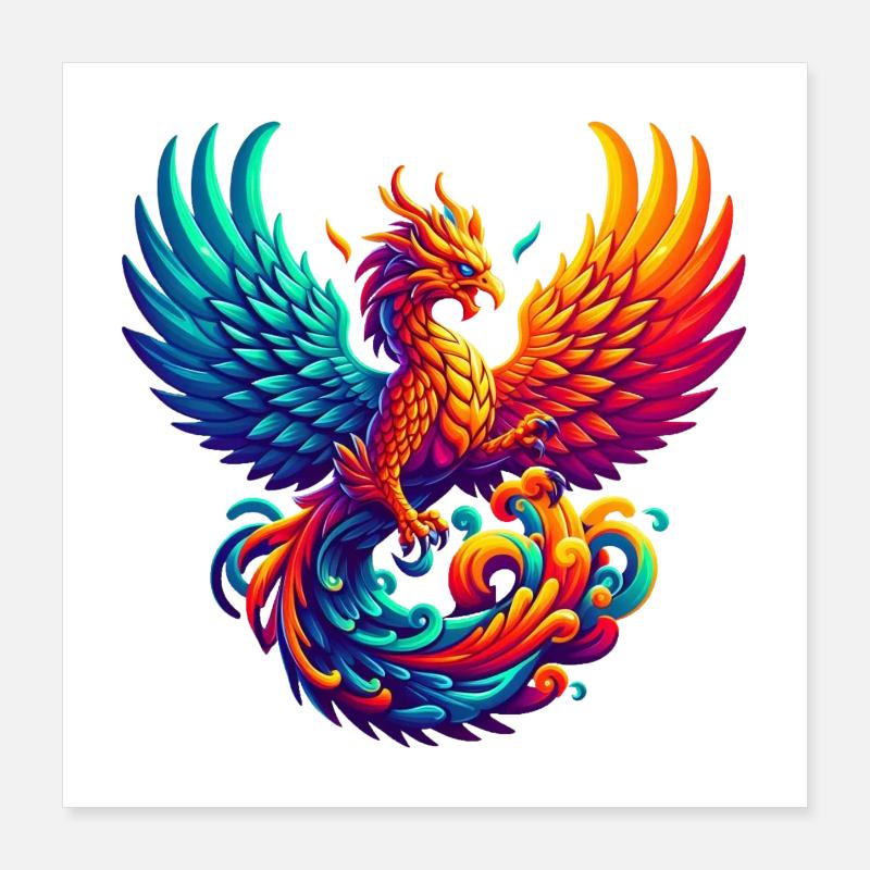 Hyperflammen des majestätischen Phönix Poster 40x40 cm