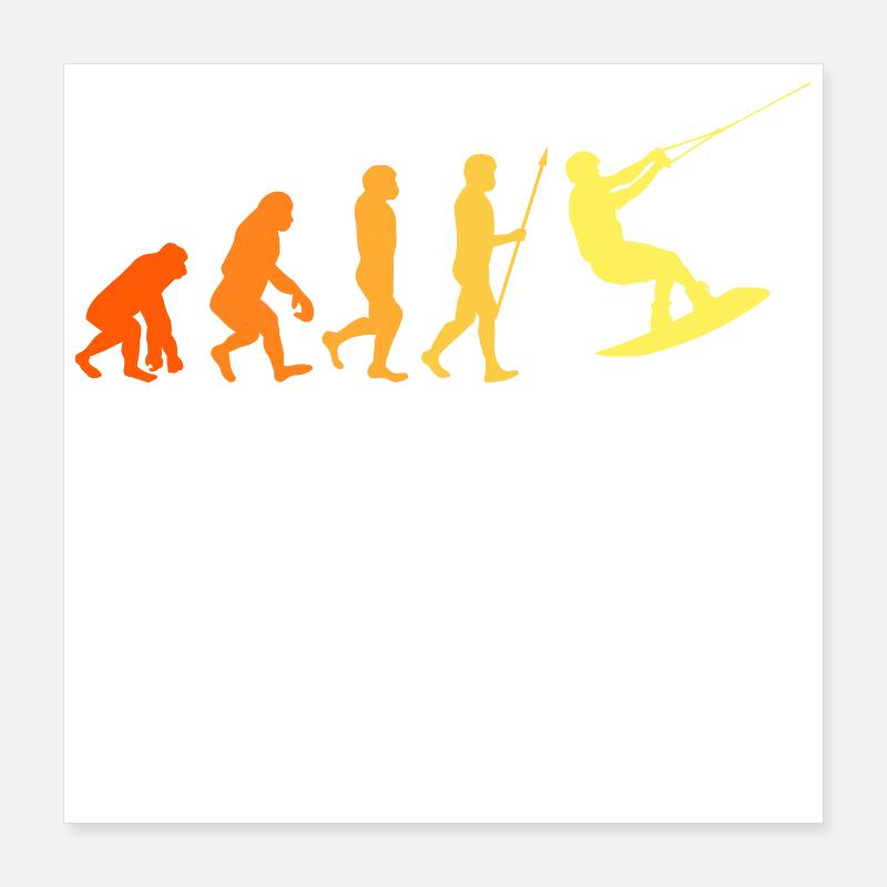 Wakeboard Evolution Wassersport Kitesurfer Surfing Poster 40x40 cm