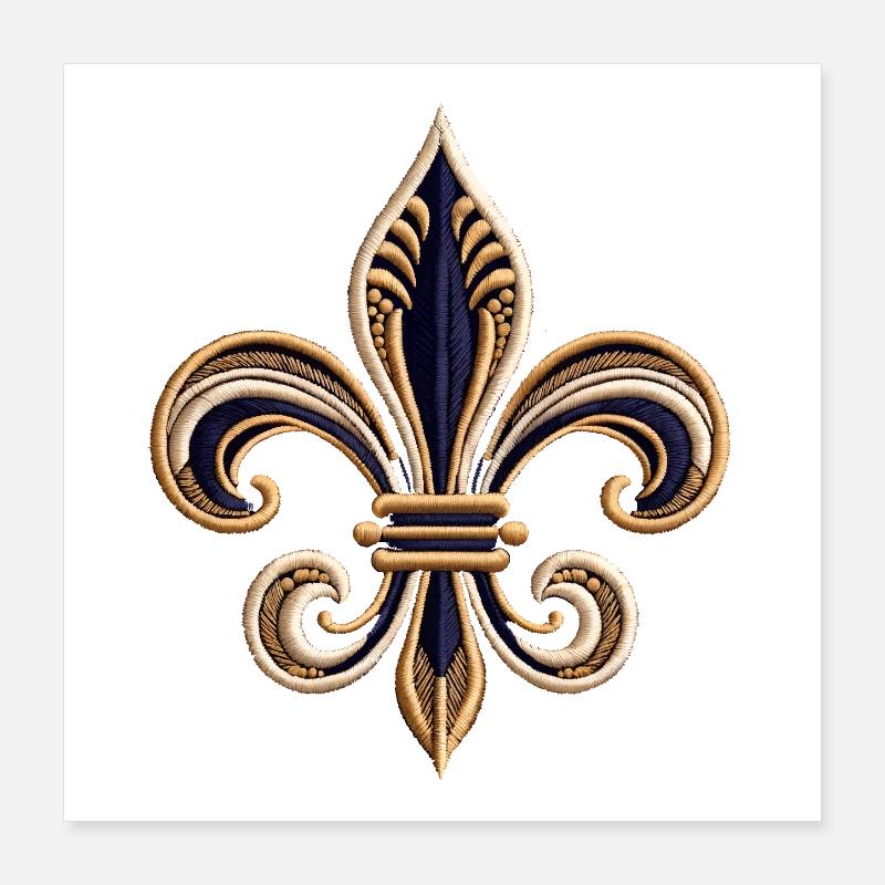 Elegant Fleur-de-Lis Embroidery Tee Poster 16" x 16" (40x40 cm)