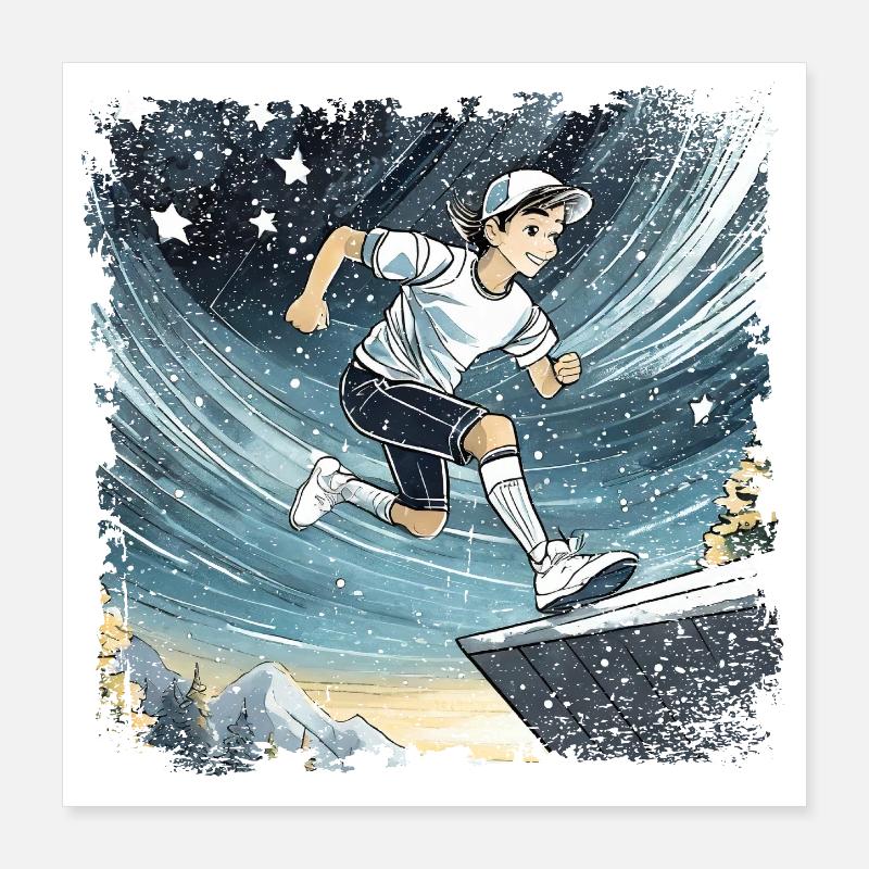 bande dessinée de garçon sportif Poster 40 x 40 cm