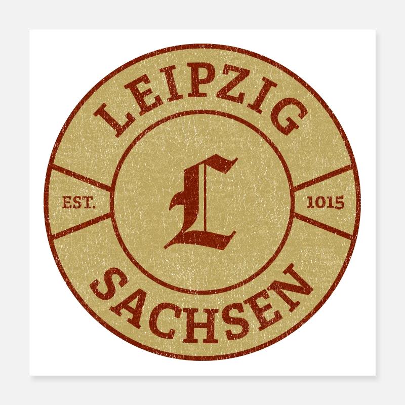 Leipzig Sächsisches Emblem Vintage Poster 40x40 cm