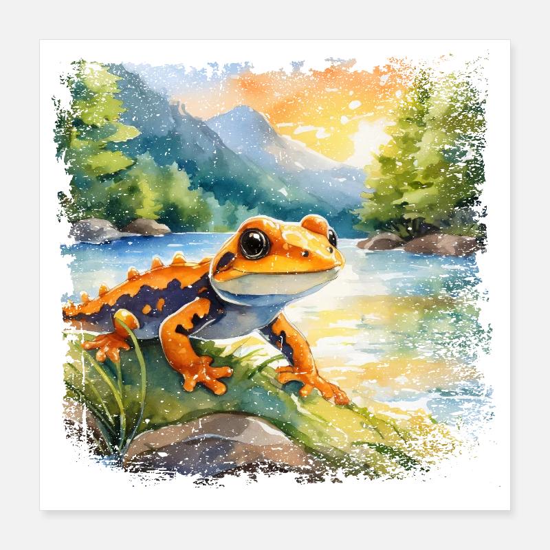 Sød ung ildsalamander Poster 40x40 cm